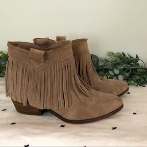 Suede/leather fringe booties